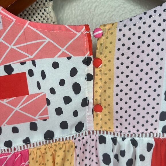 Red Patchwork Spotted Blouse - Picture 3 of 6